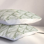 Linocut Palm Leaves - Paradise Green  Pillow Sham Gallery Image 3