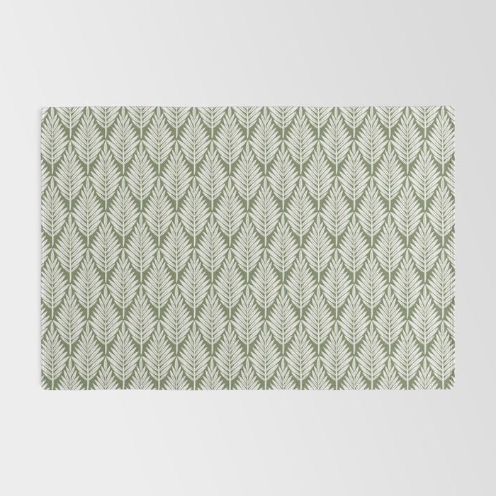 Linocut Palm Leaves - Paradise Green  Rug Gallery Image 2