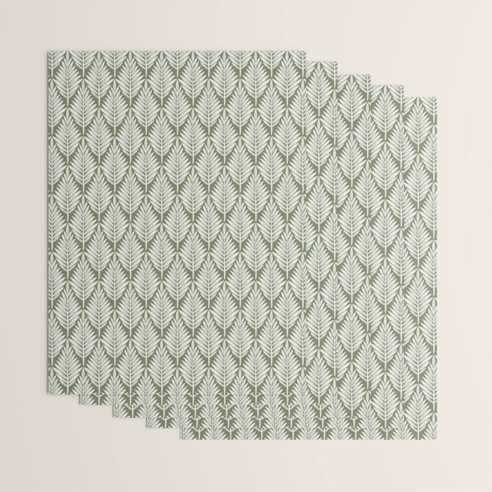 Linocut Palm Leaves - Paradise Green  Wrapping Paper Gallery Image 3