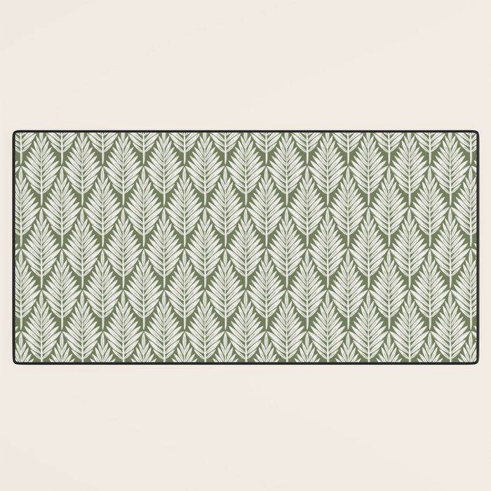 Linocut Palm Leaves - Paradise Green  Desk Mat Gallery Image 3