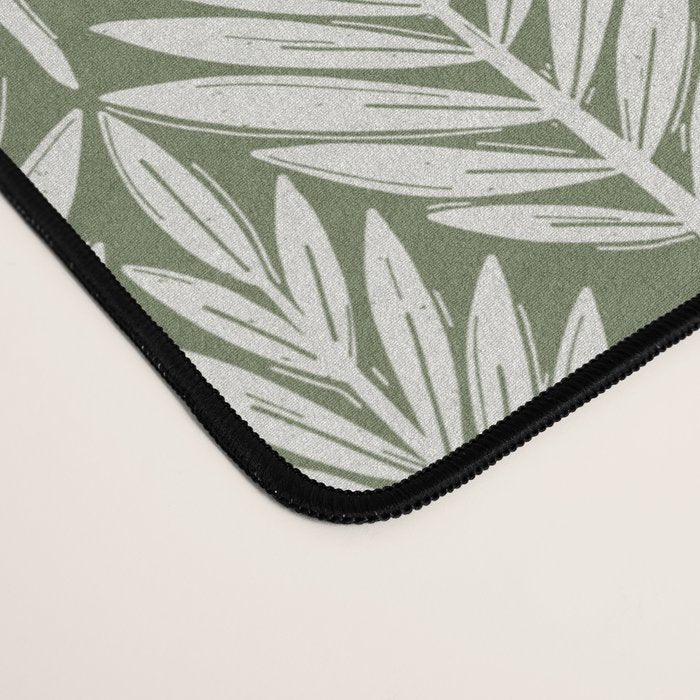 Linocut Palm Leaves - Paradise Green  Desk Mat Gallery Image 4