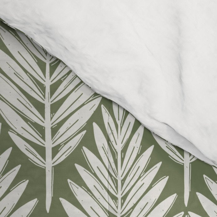 Linocut Palm Leaves - Paradise Green  Comforter Gallery Image 4