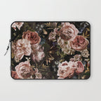 Vintage & Shabby Chic- Real Roses And Peonies Lush Midnight Flowers Botanical Garden Laptop Sleeve Gallery Image 1