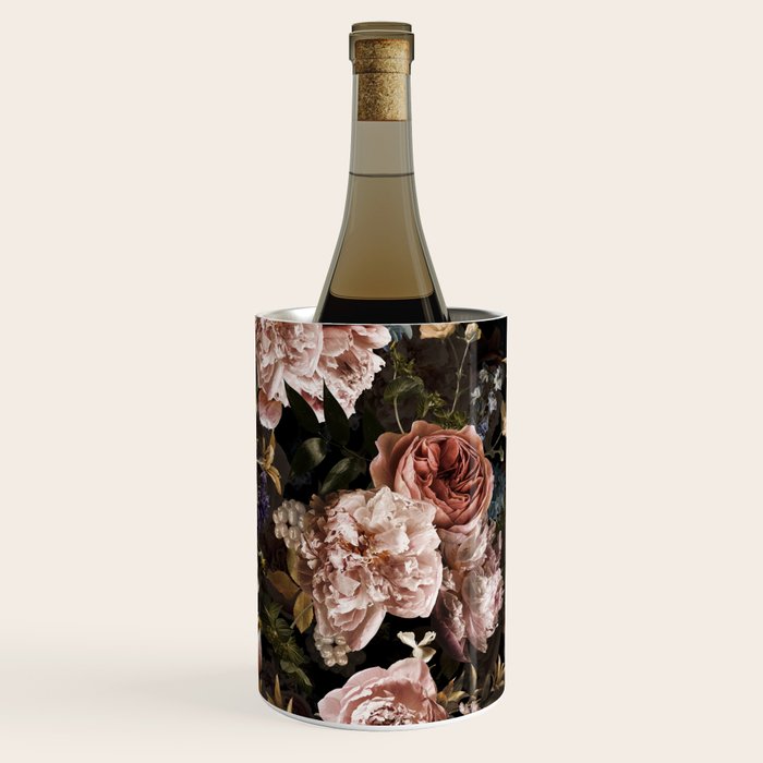 Vintage & Shabby Chic- Real Roses And Peonies Lush Midnight Flowers Botanical Garden Wine Chiller Gallery Image 2