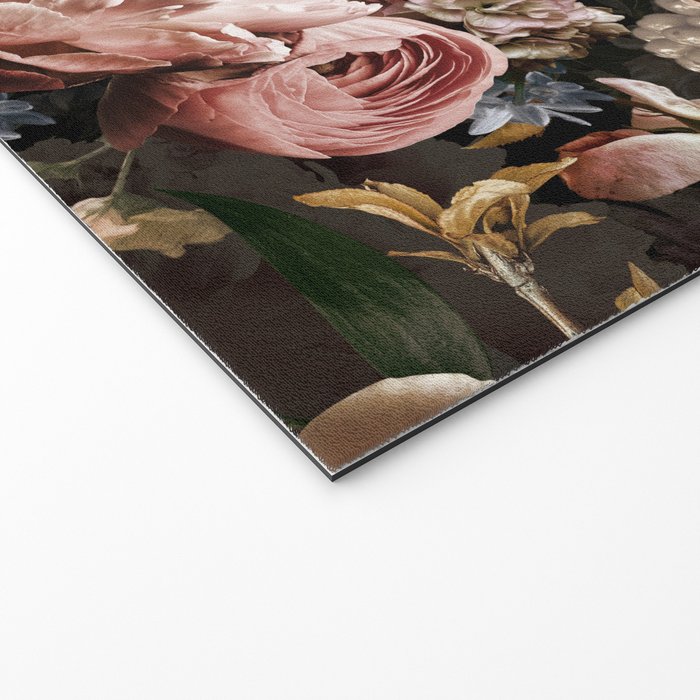 Vintage & Shabby Chic- Real Roses And Peonies Lush Midnight Flowers Botanical Garden Welcome Mat Gallery Image 2
