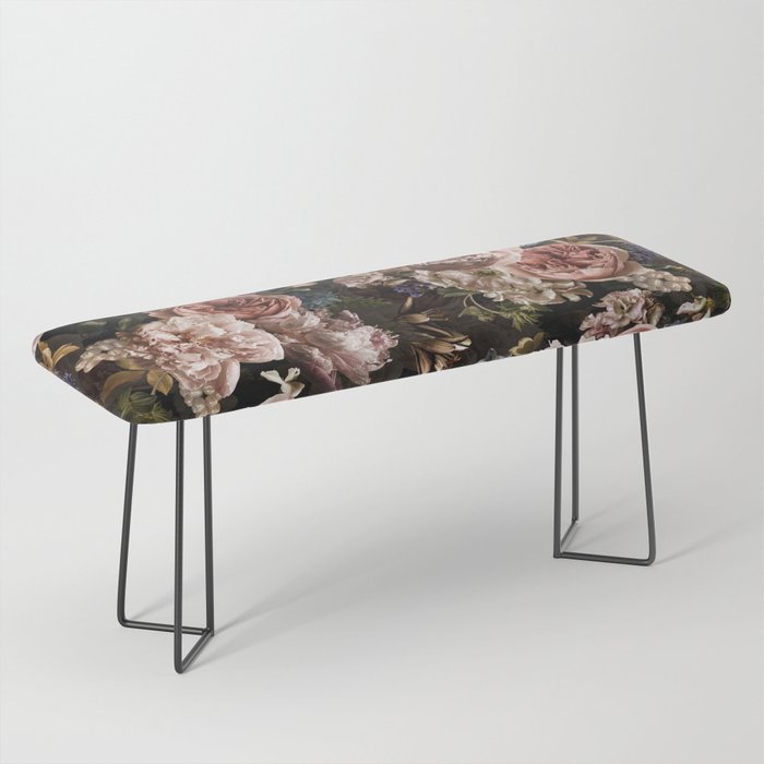Vintage & Shabby Chic- Real Roses And Peonies Lush Midnight Flowers Botanical Garden Bench Gallery Image 1