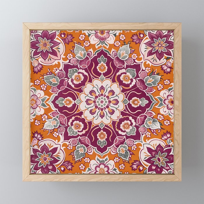 Ruby and Spice Floral Mandala Mini Art Print Gallery Image 1