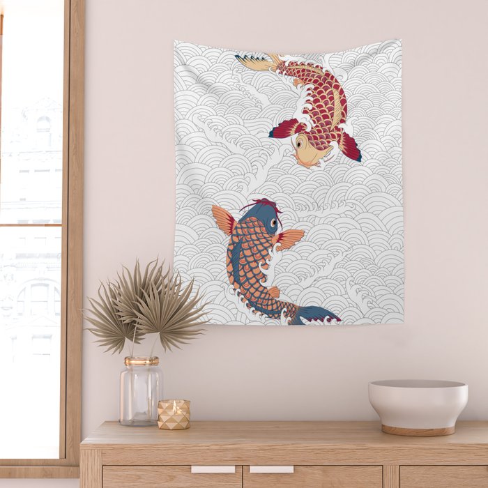koi fish bold graphic Wall Tapestry Gallery Image 2