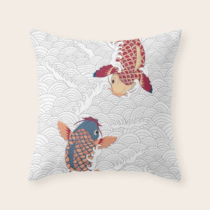 koi fish bold graphic Throw Pillow Gallery Image 6