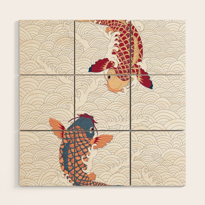 koi fish bold graphic Wood Wall Art Gallery Image 1