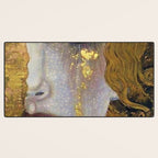 Freya's Tears - Starry Night (Golden Tears) portrait painting by Gustav Klimt Desk Mat Gallery Image 3