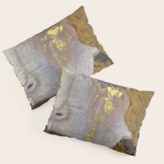 Freya's Tears - Starry Night (Golden Tears) portrait painting by Gustav Klimt Pillow Sham Gallery Image 3