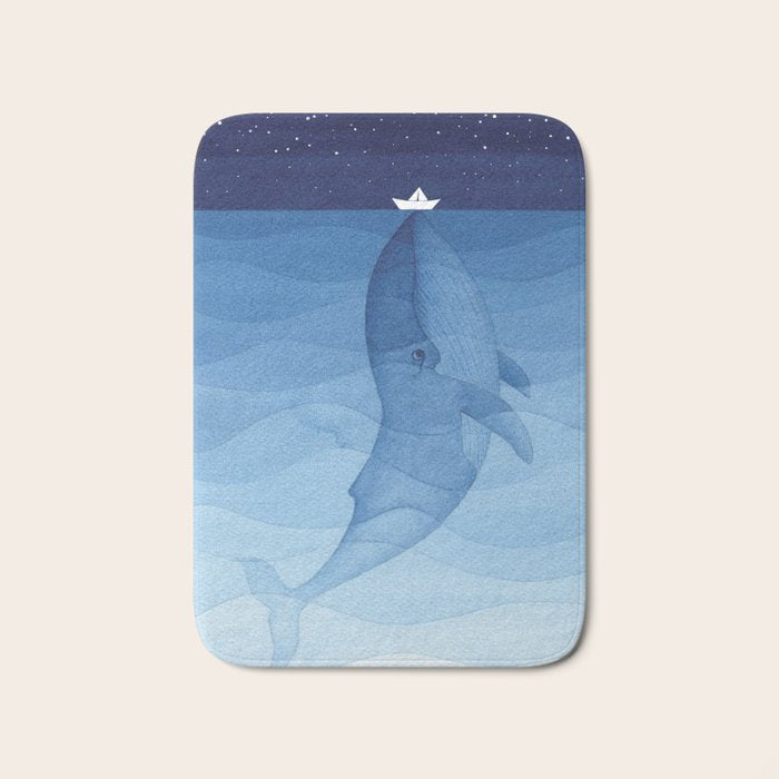 Whale blue ocean Bath Mat Gallery Image 1