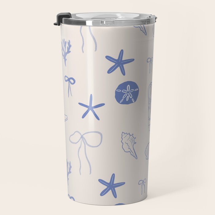Coastal Cowgirl | Beachy Blue Seashells & Boots Travel Mug Gallery Image 3