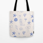 Coastal Cowgirl | Beachy Blue Seashells & Boots Tote Bag Gallery Image 1