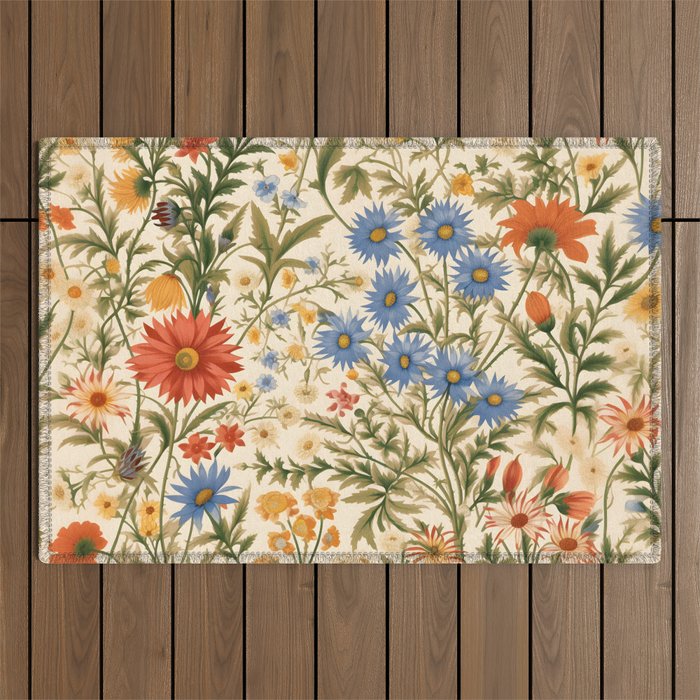 Countryside Bloom Arcane Floral Garden Outdoor Rug Gallery Image 1