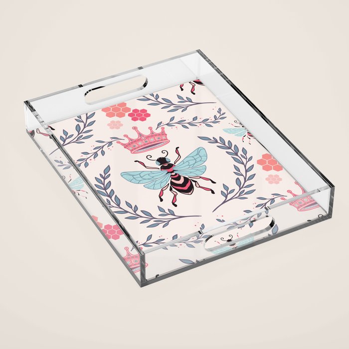 Queen Bee - Coral Pink Acrylic Tray Gallery Image 1