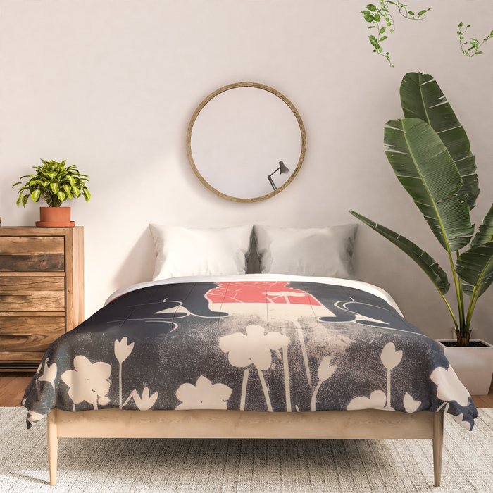 Forest Blossom Black Cat Pair Comforter Gallery Image 3