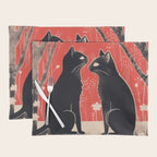 Forest Blossom Black Cat Pair Placemat Gallery Image 1