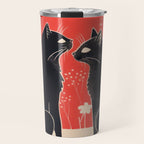 Forest Blossom Black Cat Pair Travel Mug Gallery Image 1