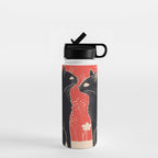 Forest Blossom Black Cat Pair Water Bottle Gallery Image 1
