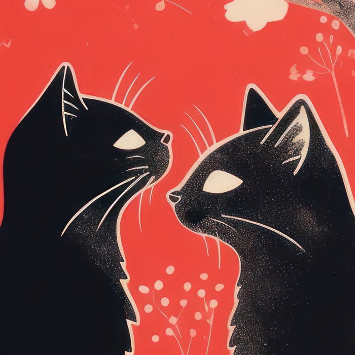 Forest Blossom Black Cat Pair Coffee Mug Gallery Image 2