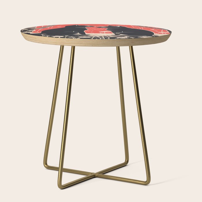 Forest Blossom Black Cat Pair Side Table Gallery Image 1