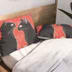 Forest Blossom Black Cat Pair Pillow Sham Gallery Image 2