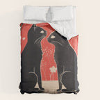 Forest Blossom Black Cat Pair Duvet Cover Gallery Image 6