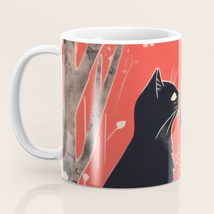 Forest Blossom Black Cat Pair Coffee Mug Gallery Image 3