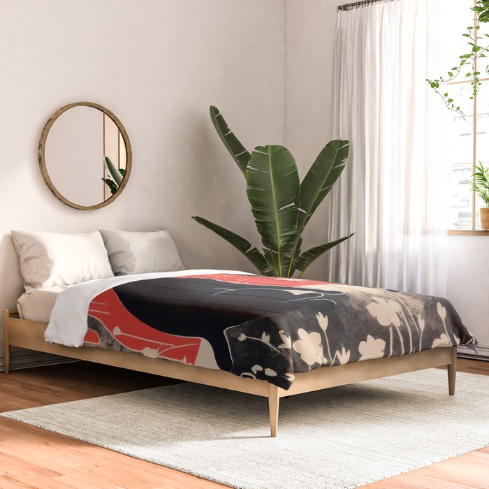 Forest Blossom Black Cat Pair Comforter Gallery Image 2
