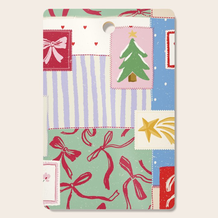 Retro christmas patch Cutting Board Gallery Image 1