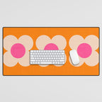 Retro Blossom - orange pink Desk Mat Gallery Image 1
