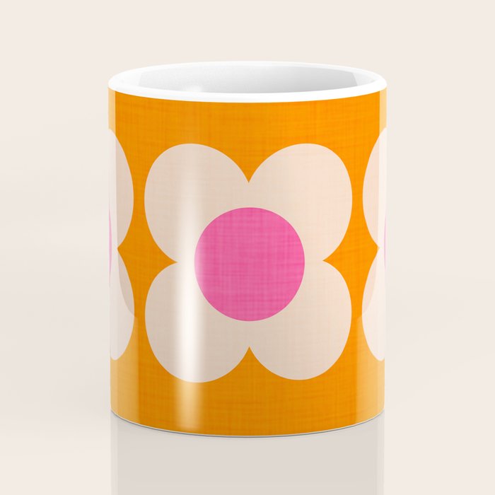 Retro Blossom - orange pink Coffee Mug Gallery Image 4