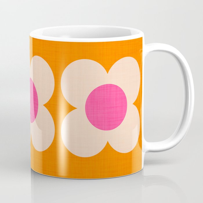 Retro Blossom - orange pink Coffee Mug Gallery Image 1