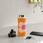 Retro Blossom - orange pink Water Bottle Gallery Image 4