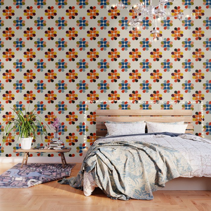 Mod Retro Floral Geometry in Multicolor Wallpaper Gallery Image 3