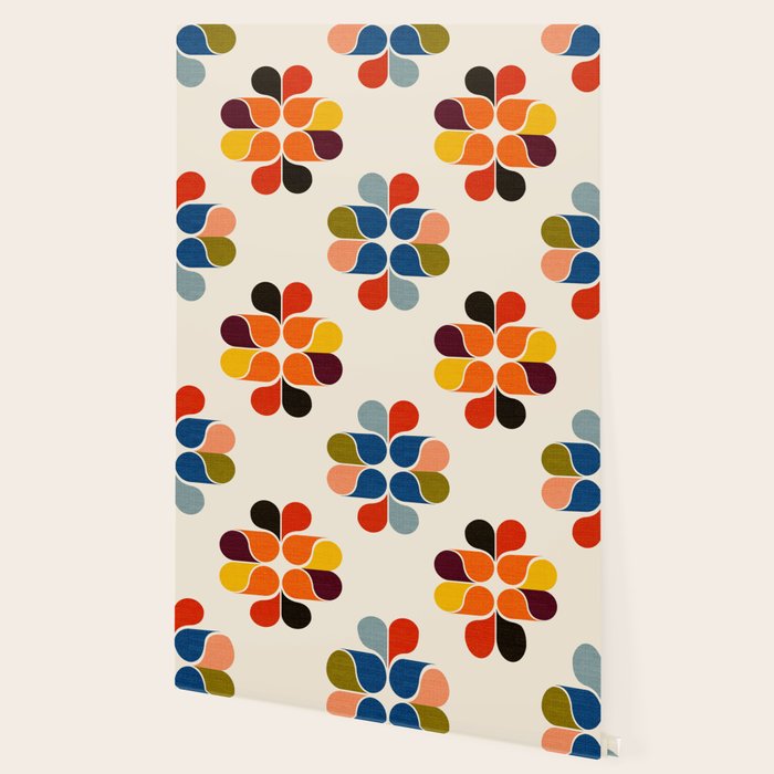 Mod Retro Floral Geometry in Multicolor Wallpaper Gallery Image 2