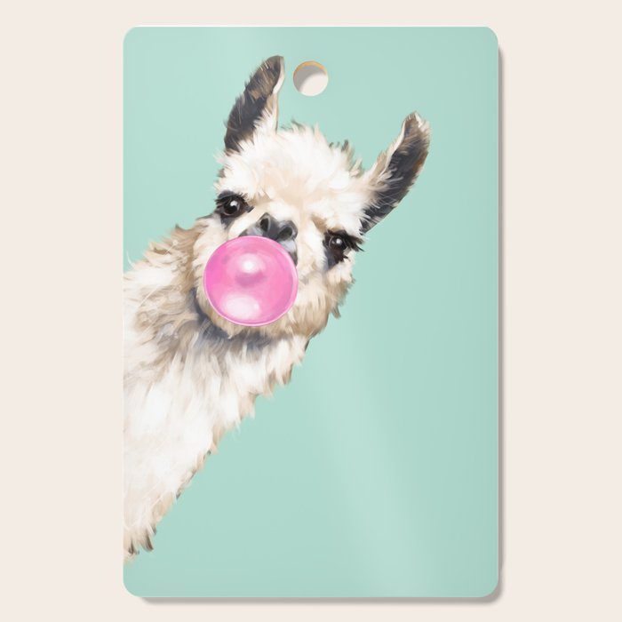 Bubble Gum Sneaky Llama in Green Cutting Board Gallery Image 1