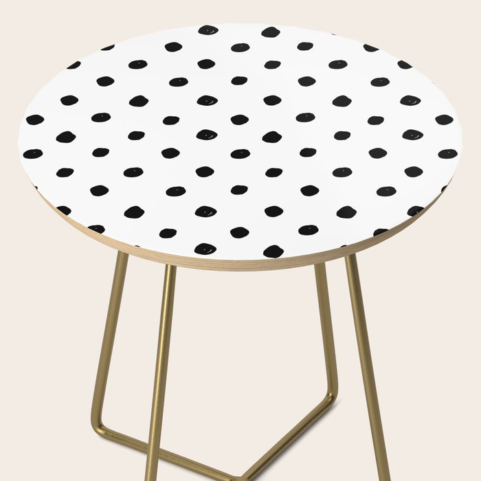 Hand Drawn Polka Dots â Black and White Ink Art Side Table Gallery Image 2