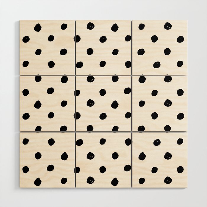Hand Drawn Polka Dots â Black and White Ink Art Wood Wall Art Gallery Image 1