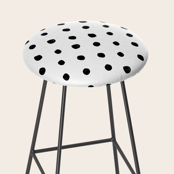 Hand Drawn Polka Dots â Black and White Ink Art Stool Gallery Image 2