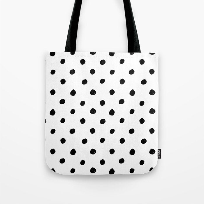 Hand Drawn Polka Dots â Black and White Ink Art Tote Bag Gallery Image 1