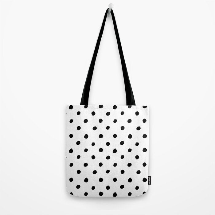 Hand Drawn Polka Dots â Black and White Ink Art Tote Bag Gallery Image 2