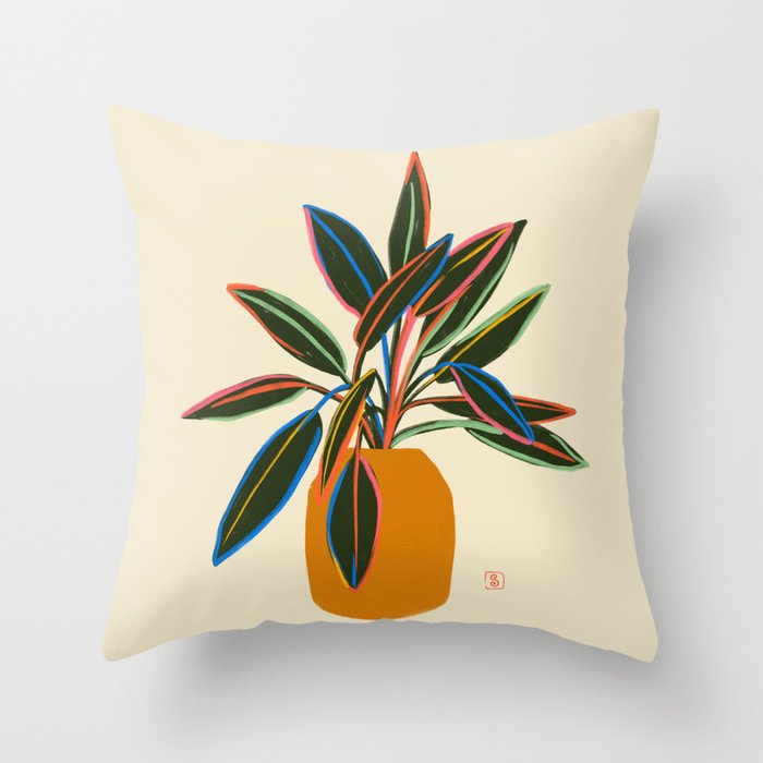 PLANT WITH COLOURFUL LEAVES  Throw Pillow Gallery Image 1