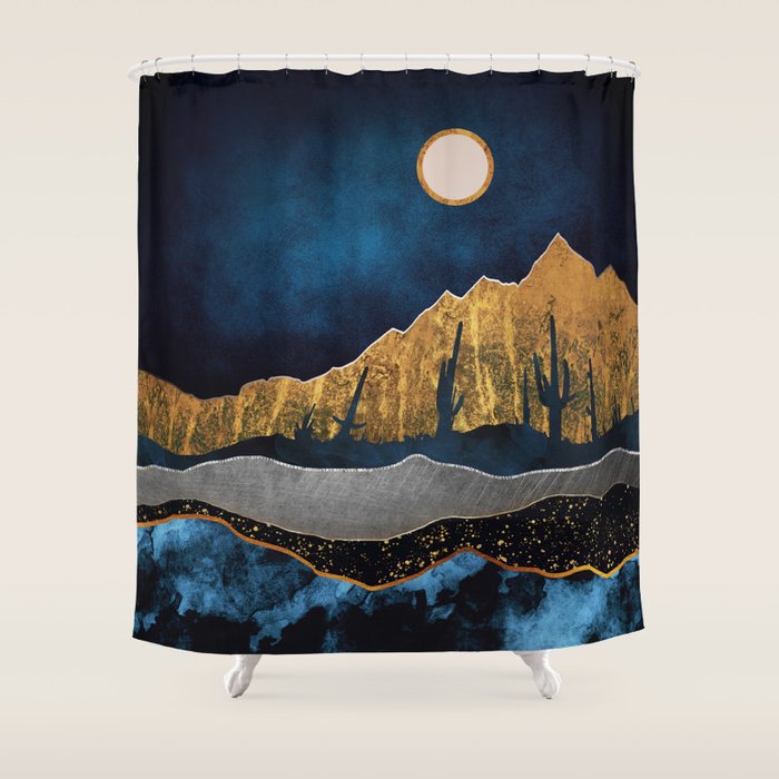 Midnight Desert Moon Shower Curtain Gallery Image 1