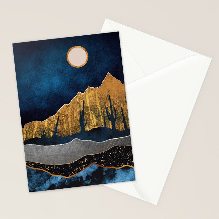Midnight Desert Moon Stationery Card Gallery Image 2