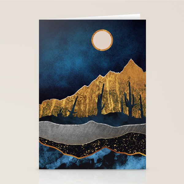 Midnight Desert Moon Stationery Card Gallery Image 1
