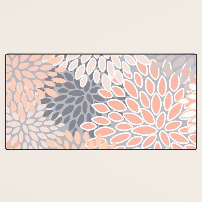 Flowers Abstract Print, Coral, Peach, Gray Desk Mat Gallery Image 3