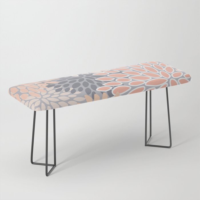 Flowers Abstract Print, Coral, Peach, Gray Bench Gallery Image 1